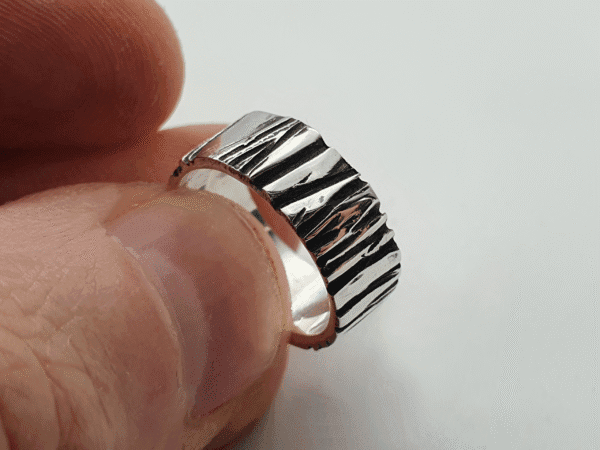 Shard Ring. Sterling Silver Band with Fractured Texture Shard ring, sterling silver band with fractured, textured surface