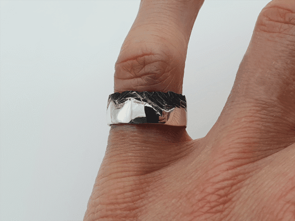 ascent-enlarged-mountain mountain-inspired silver ring with dark textured peak