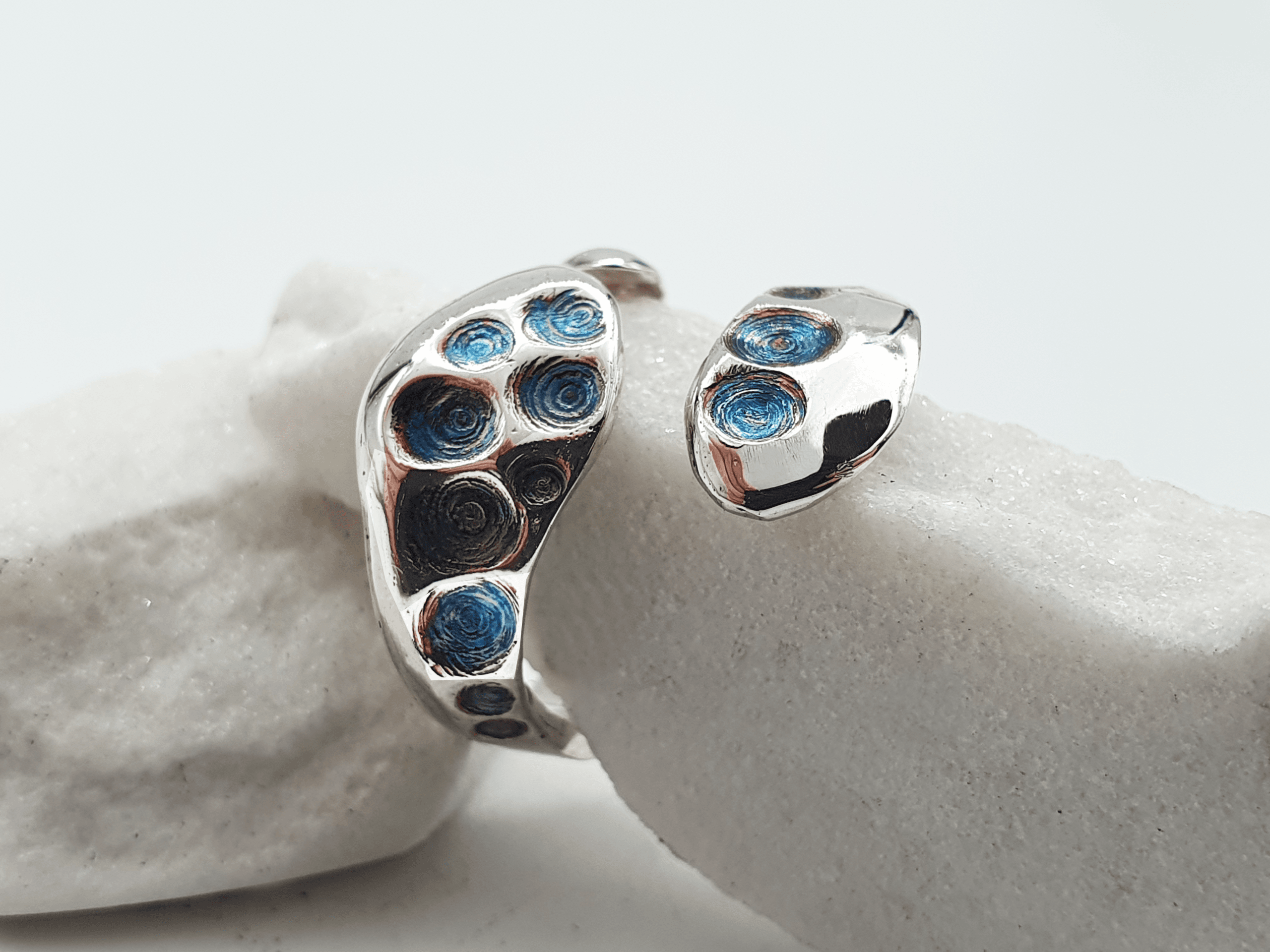 Cephala Ring, Organic Silver with Alien Textures and Iridescent Colour Cephala Ring, organic silver with alien textures and iridescent colour
