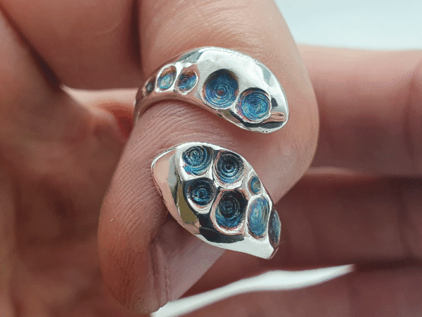 Cephala Ring, Adjustable Silver with Oxidised Spiral Clusters Cephala Ring, adjustable silver with oxidised spiral clusters