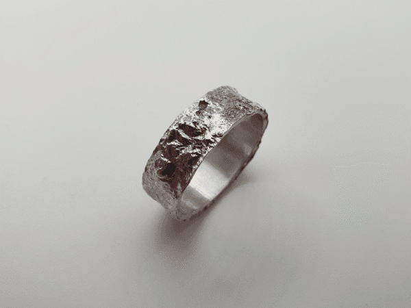 nerium-2 oxidised silver reticulated ring