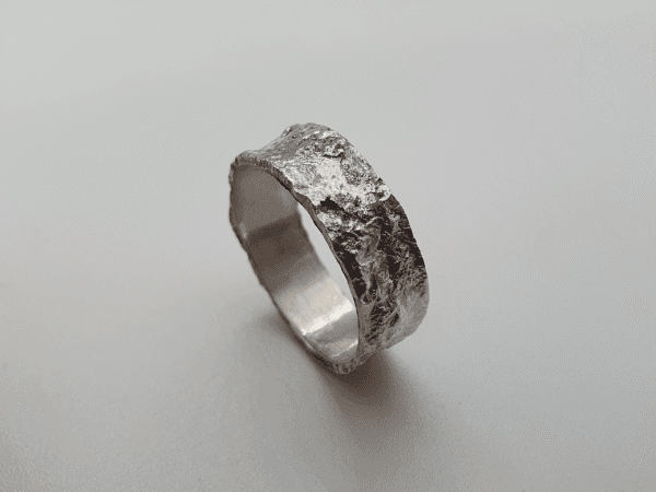 nerium-5 unusual textured silver ring