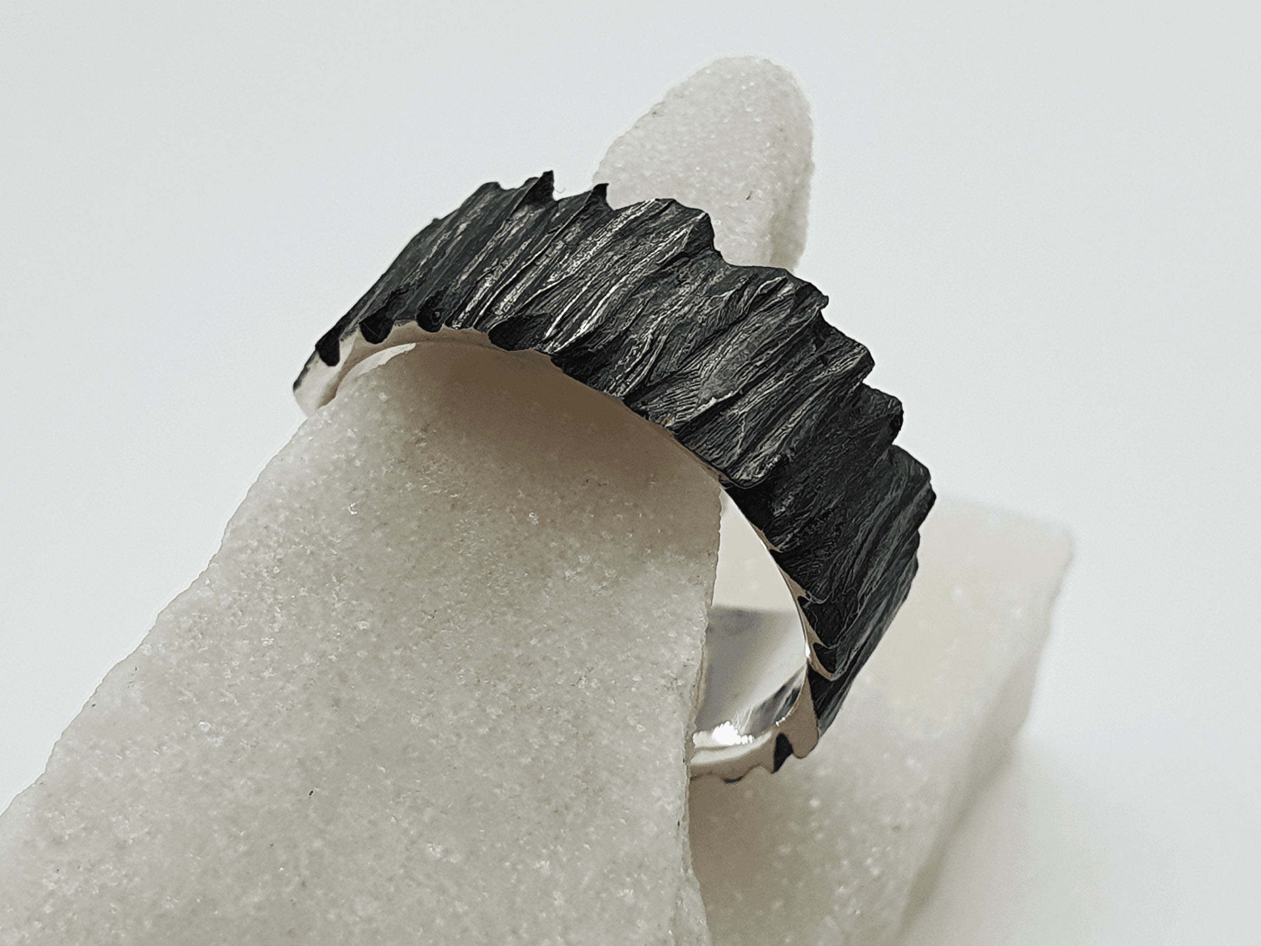 oblivion-3 Oblivion ring – matte black oxidised silver with textured surface